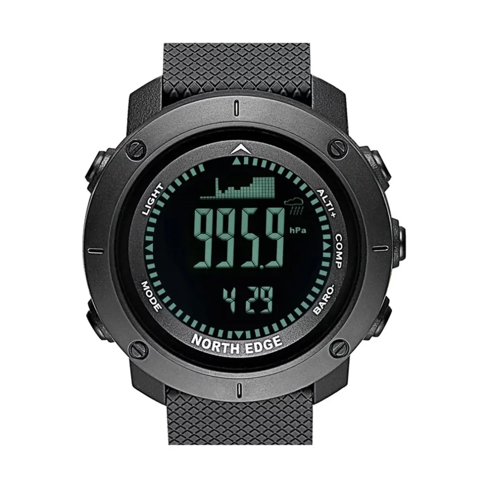 gray Digital Watch with Compass